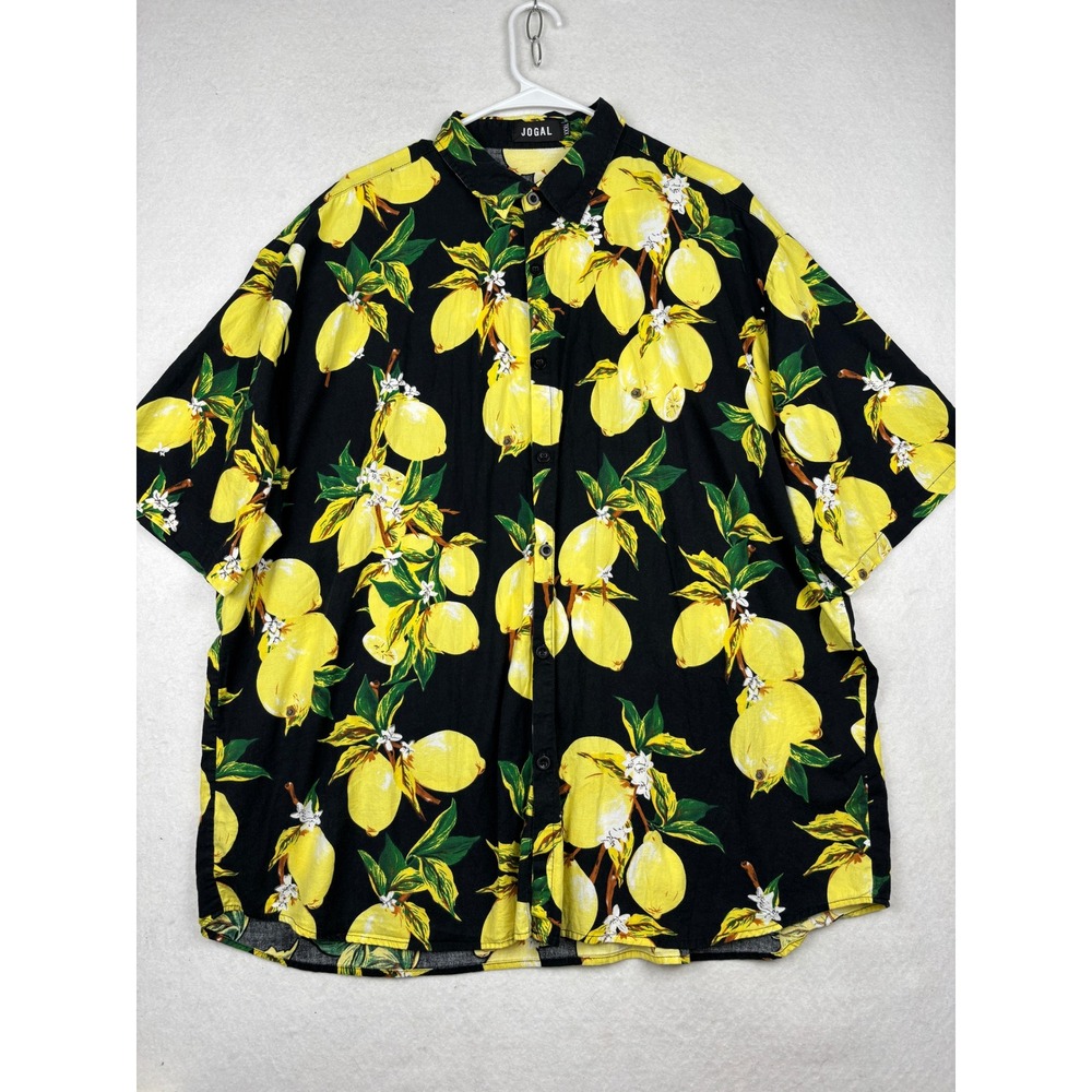 Jogal Button Down Shirt Mens XXXL Lemon Print Short Sleeve